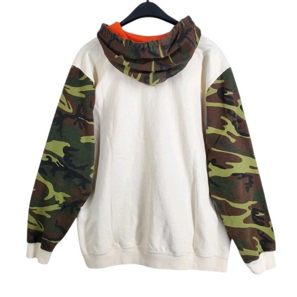 Volkswagon Code V Hoodie Sweatshirt Mens L Beige Green Camo Sleeves Fleece - Picture 9 of 11